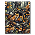Enchanted Forest Fox and Acorn Illustration Rug