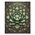 Teal Lotus Flower Paw Medallion Rug