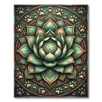 Teal Lotus Flower Paw Medallion Rug