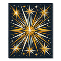 Golden Starburst Bursting Night Sky Rug