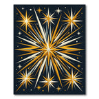 Golden Starburst Bursting Night Sky Rug