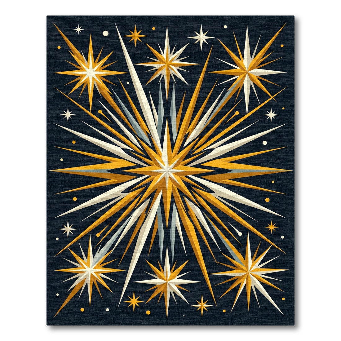 Golden Starburst Bursting Night Sky Rug