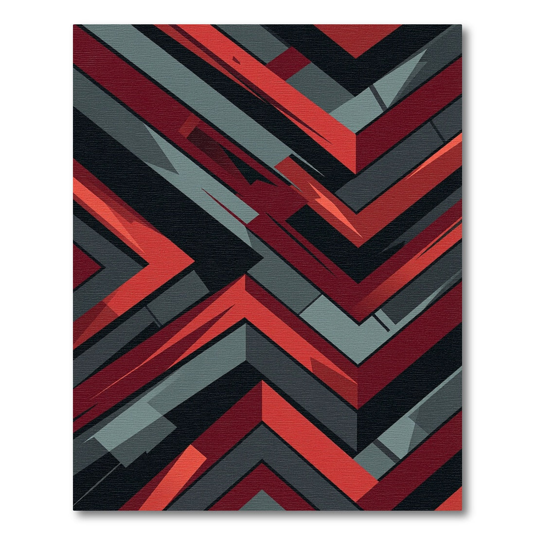 Bold Crimson Charcoal Geometric Chevron Rug