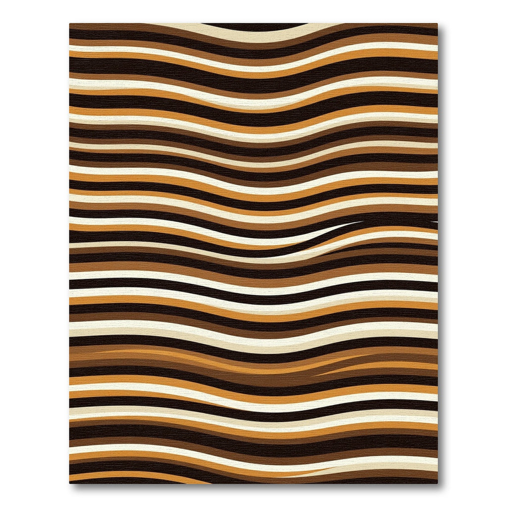Earthy Brown Wavy Organic Stripe Area Rug
