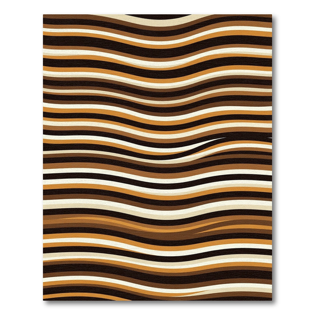Earthy Brown Wavy Organic Stripe Area Rug