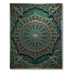 Teal and Gold Ornate Mandala Medallion Rug