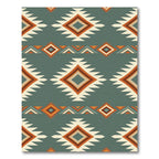 Teal Diamond Geo Geometric Stripes Rug