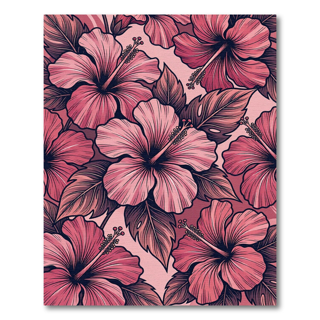Pink Hibiscus Floral Garden Rug