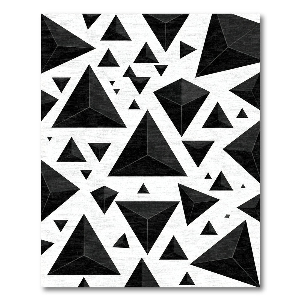 Black Geometric Pyramid Cluster Rug