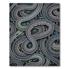 Abstract Winding Gray Racing Track Grid Rug