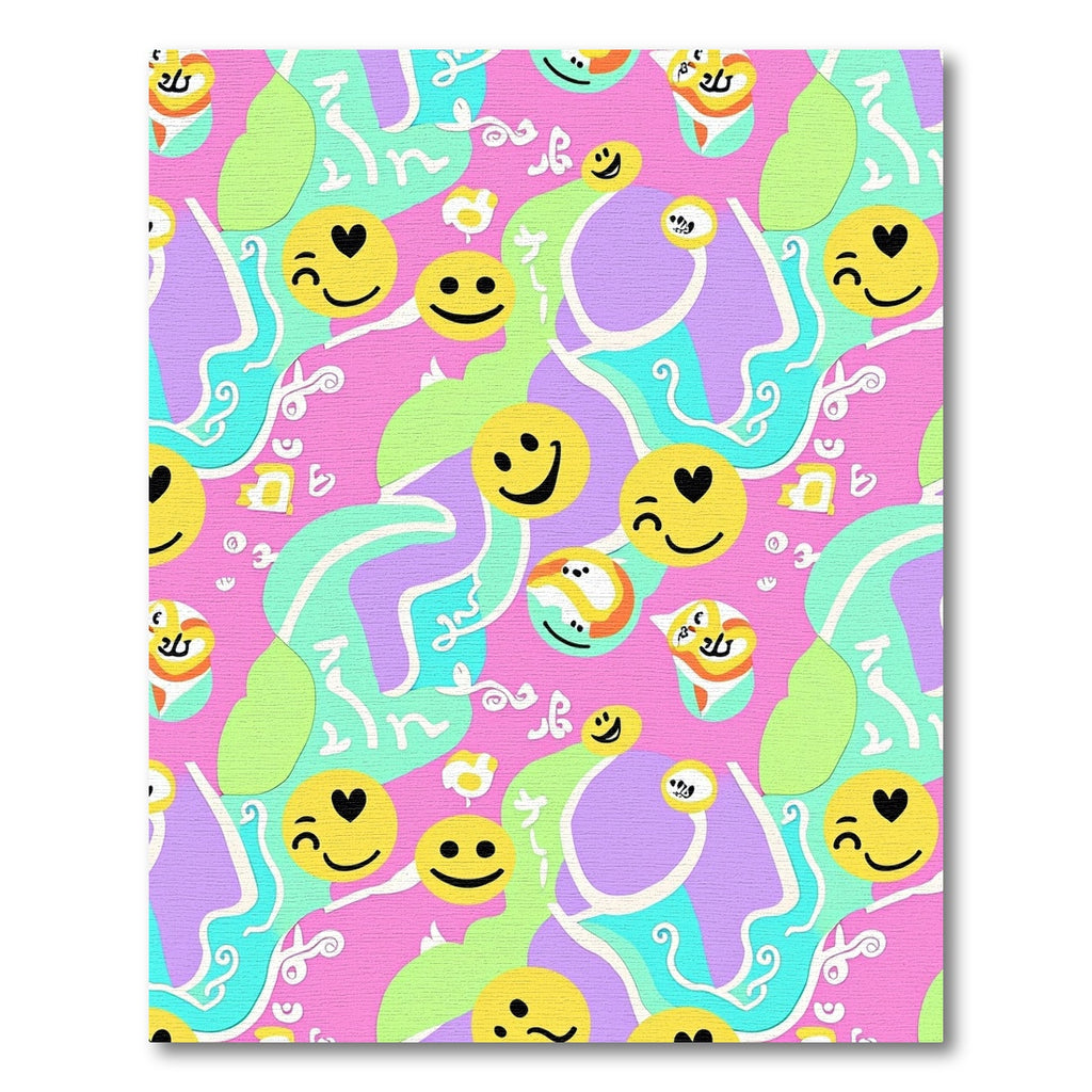 Pastel Pink Smiley Faces SwirlRug Rug