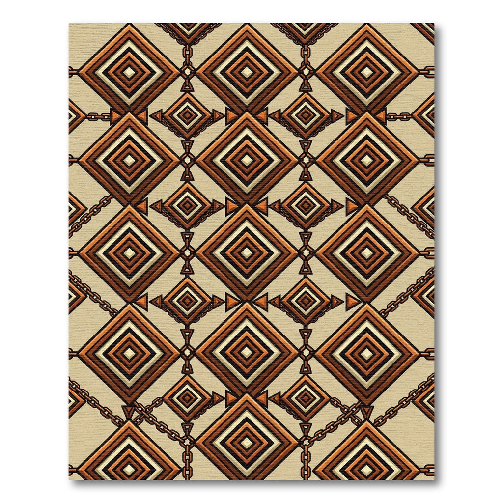 Geometric Bronze Diamond Chain Link Rug