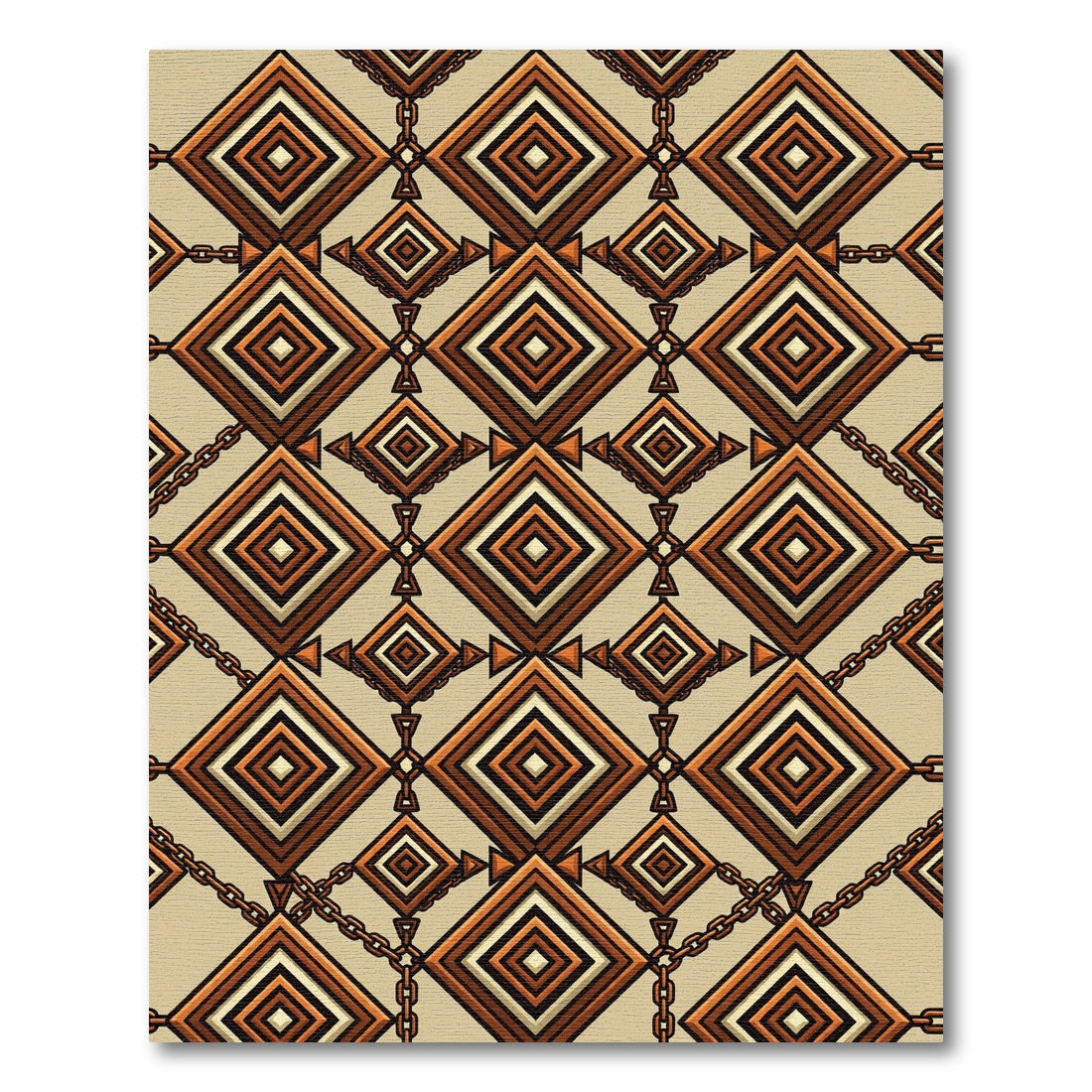 Geometric Bronze Diamond Chain Link Rug