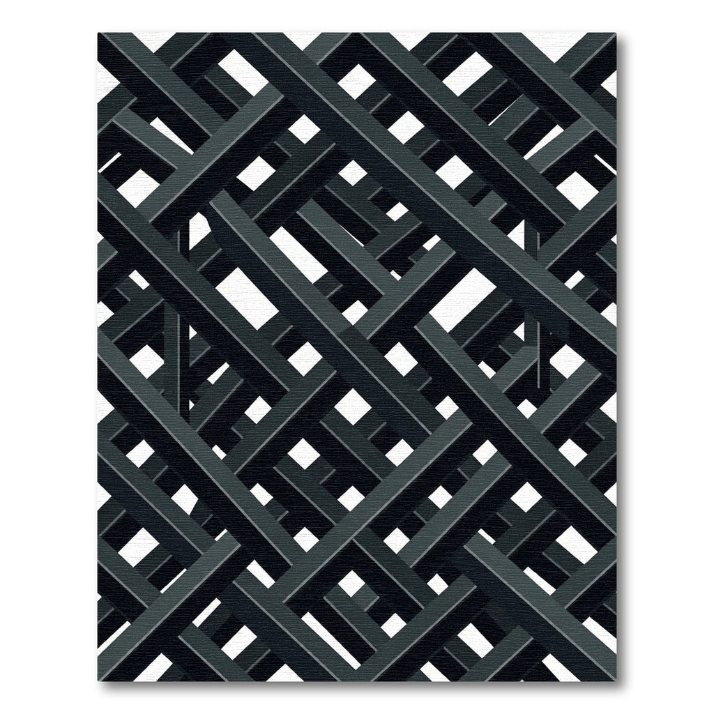 Monochromatic Charcoal Geometric Lattice Intersecting Lines Rug