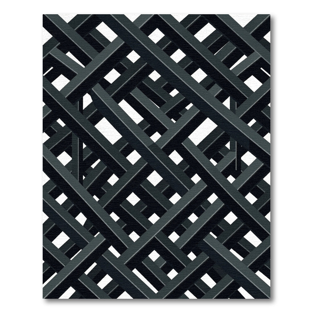Monochromatic Charcoal Geometric Lattice Intersecting Lines Rug