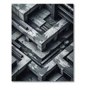 Modern Monochromatic Concrete Labyrinth Rug