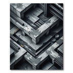 Modern Monochromatic Concrete Labyrinth Rug