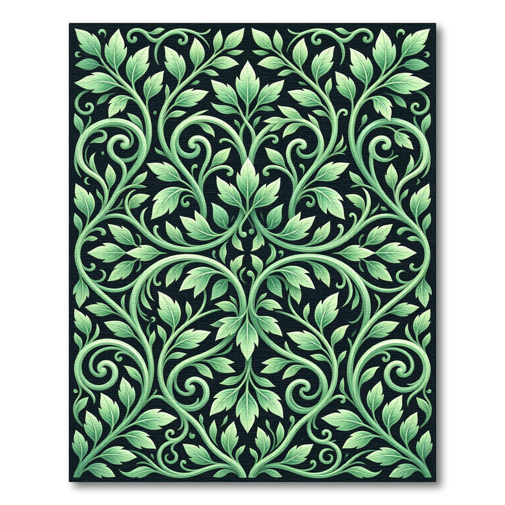 Ethereal Sage Verdant Foliage Scroll Rug