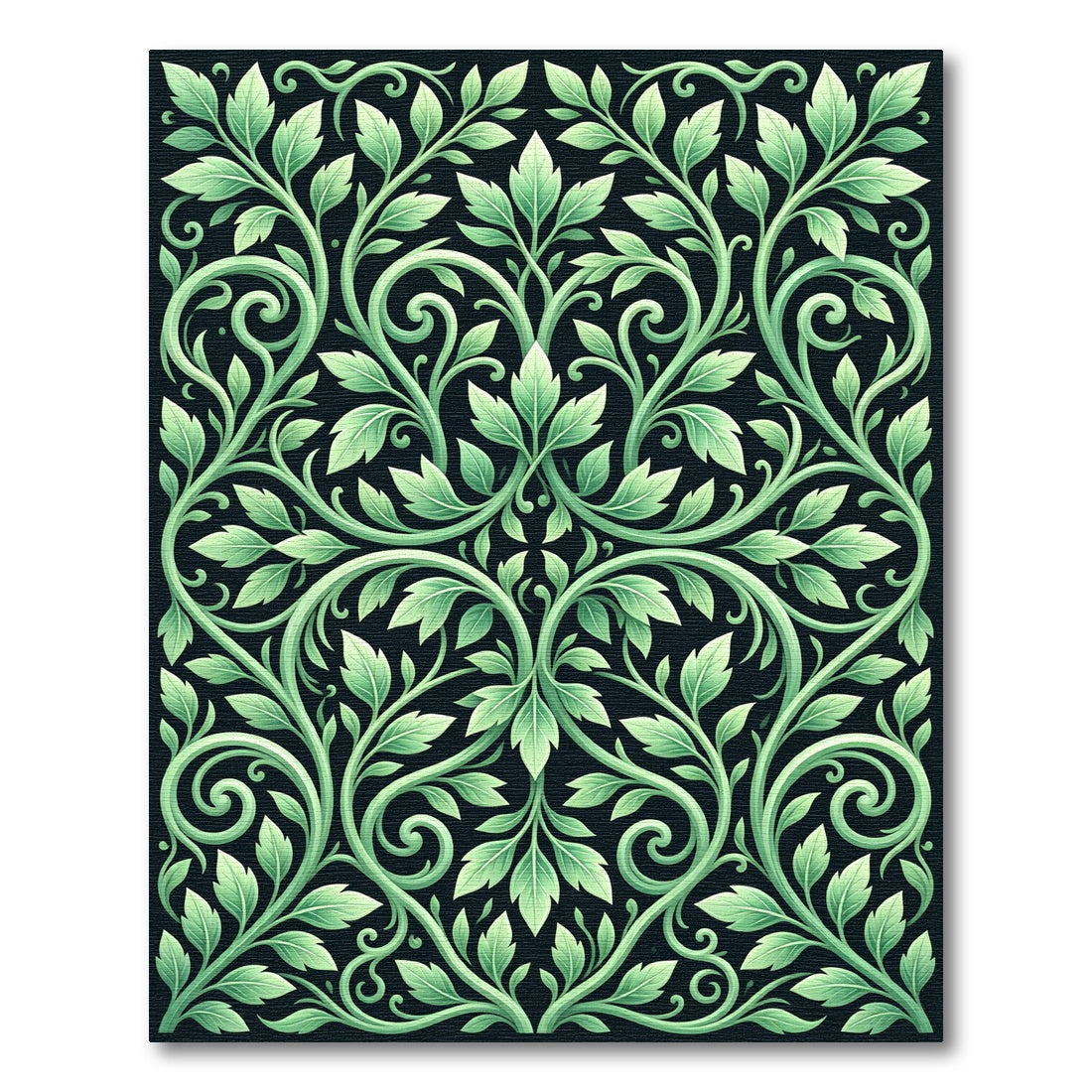 Ethereal Sage Verdant Foliage Scroll Rug