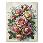 Elegant Pastel Rose Floral Bouquet Rug