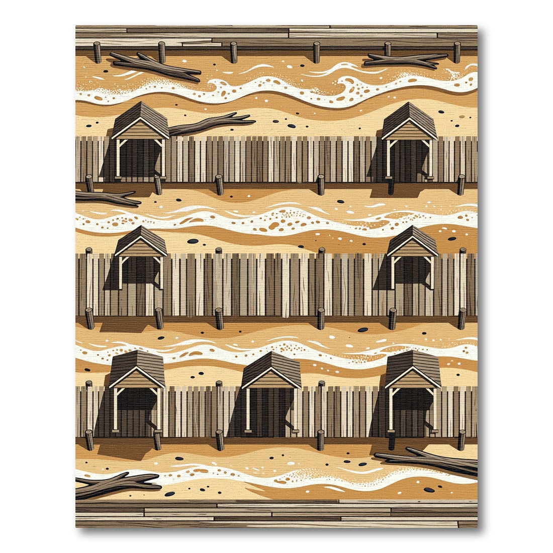 Coastal Sand Dune Beach Cabana Wave Rug