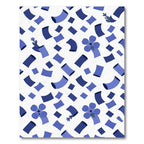 Whimsical Blue Floral Scattered Squares Rug