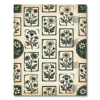 Vintage Botanical Postage Stamp Floral Field Rug