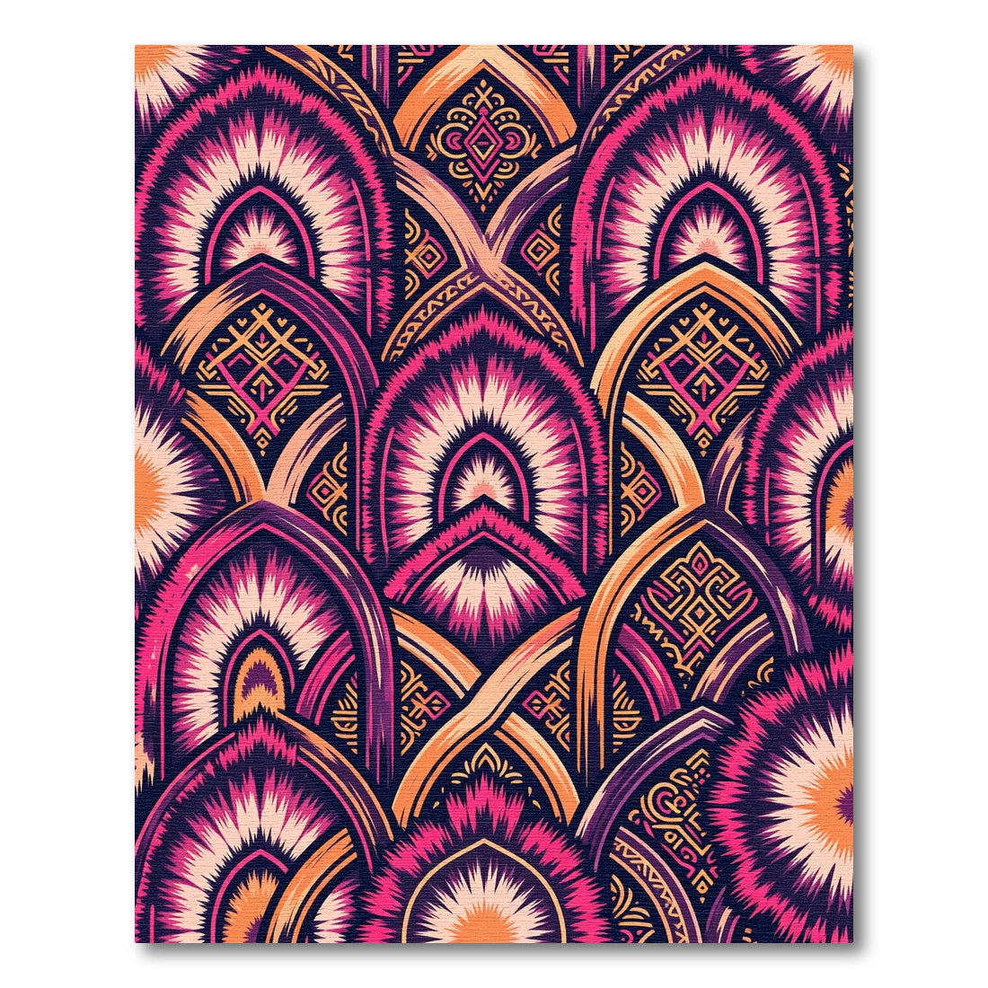 Vibrant Fuchsia Orange Archway Medallion Rug