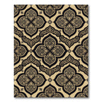 Elegant Gold Black Quatrefoil Damask Rug