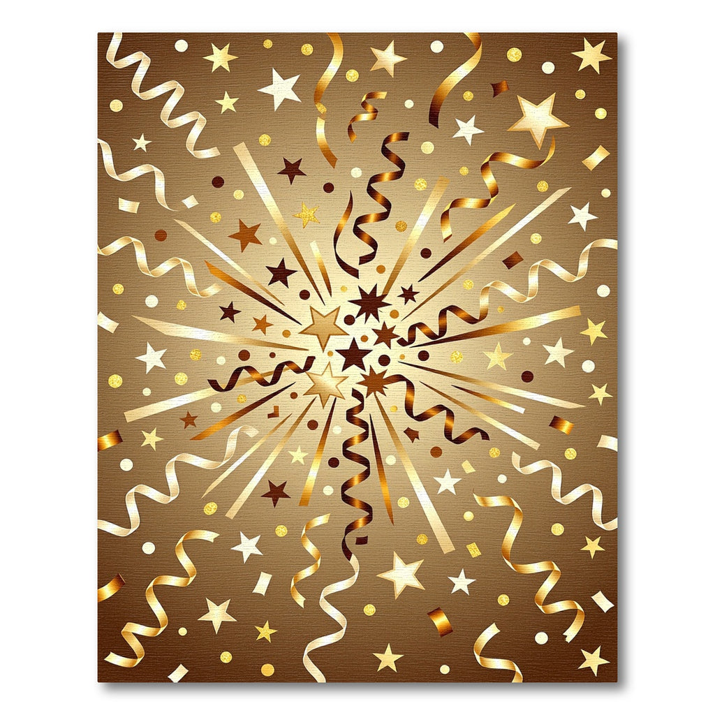 Golden Celebration Star and Ribbon Constellation Rug