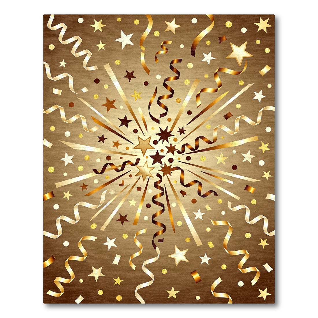Golden Celebration Star and Ribbon Constellation Rug