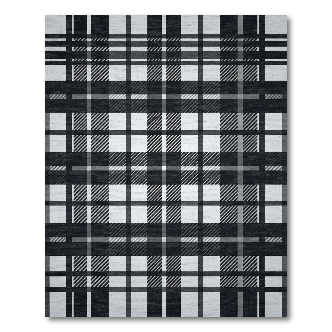 Monochromatic Black And White Plaid Rug
