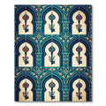 Ornate Teal Arch Floral Key Tapestry Rug