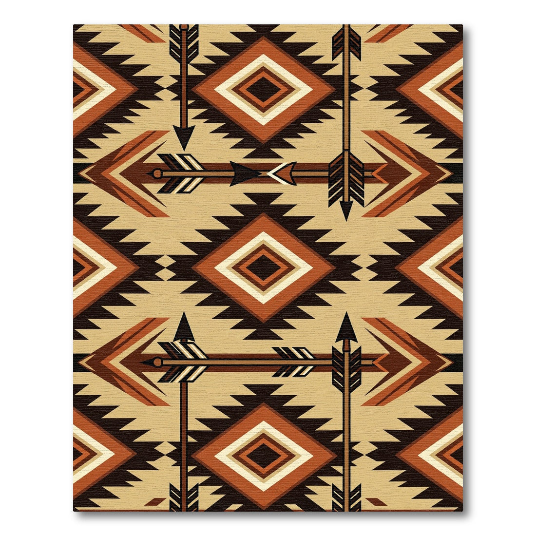 Earthy Southwestern Geometric Arrow Diamond Rug