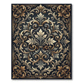 Ornate Gold and Charcoal Acanthus Scroll Rug