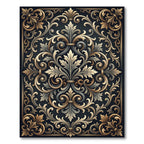 Ornate Gold and Charcoal Acanthus Scroll Rug