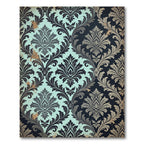 Two-Tone Aquamarine and Charcoal Damask Rug