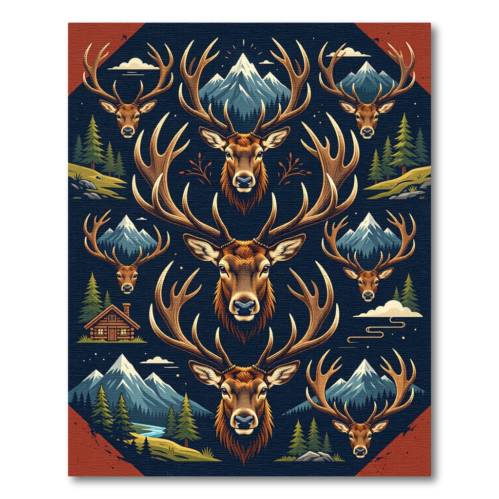Majestic Woodland Elk Mountain Tapestry Rug