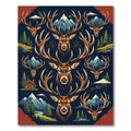 Majestic Woodland Elk Mountain Tapestry Rug