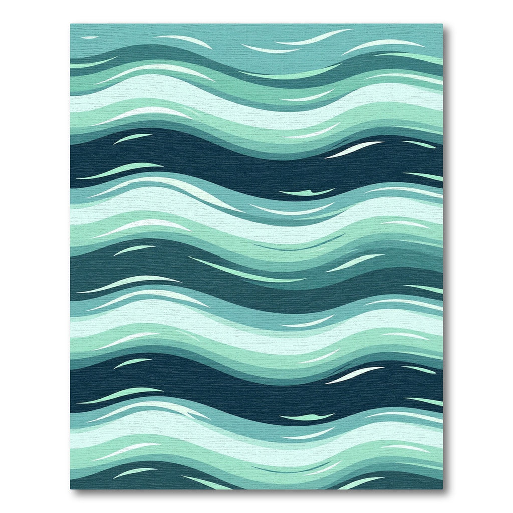 Coastal Teal Abstract Wavy Aqua Rug