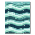 Coastal Teal Abstract Wavy Aqua Rug