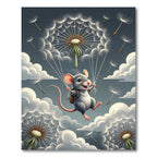 Whimsical Mouse And Dandelion Parachute Sky Rug