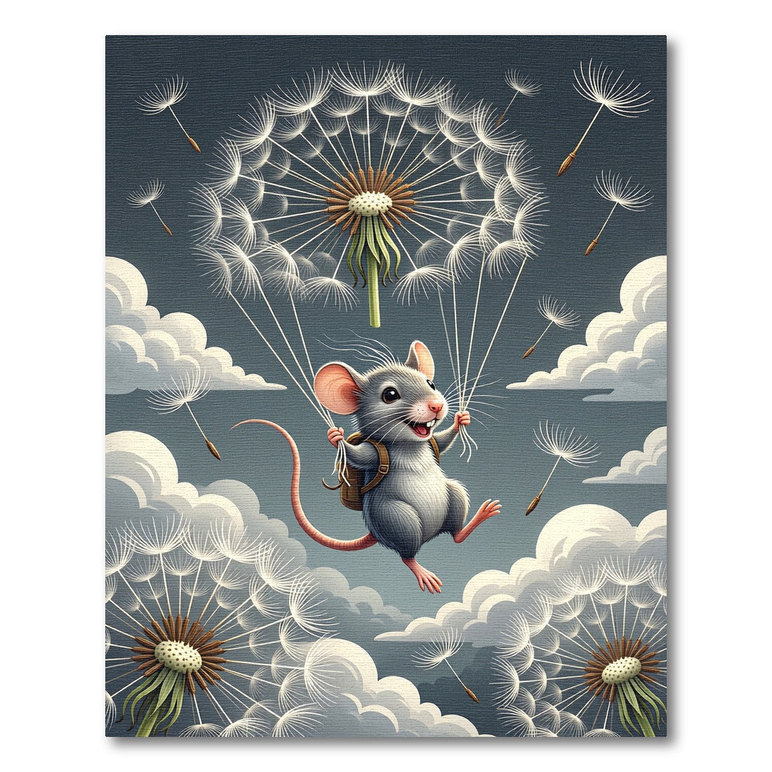 Whimsical Mouse And Dandelion Parachute Sky Rug