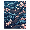 Floating Cherry Blossom Navy Wave Flow Rug
