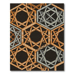 Copper and Silver Geometric Hexagon Rug