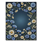 Wildflower Meadow Navy Botanical Frame Rug