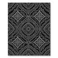 Ornate Black Gray Floral Damask Rug