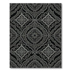 Ornate Black Gray Floral Damask Rug