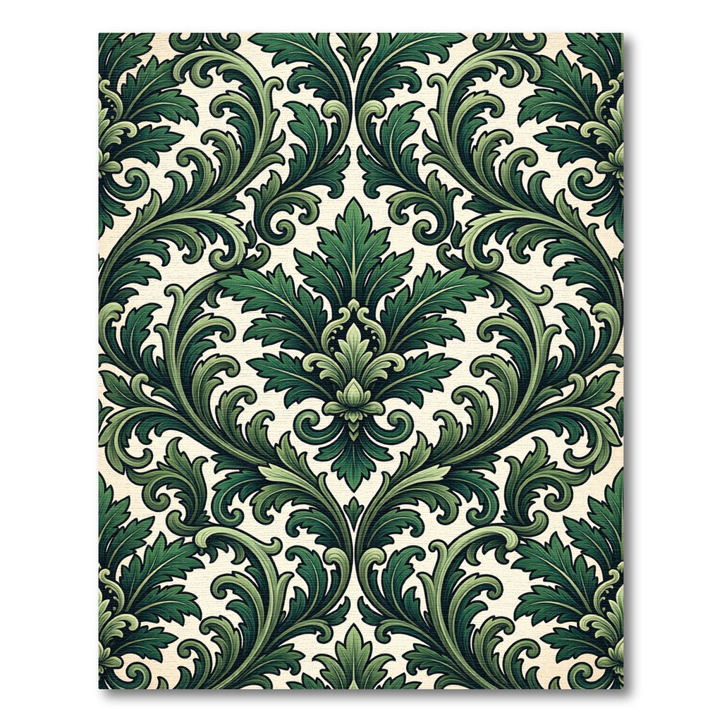 Emerald Green Baroque Floral Swirl Rug