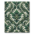 Emerald Green Baroque Floral Swirl Rug